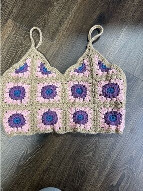 Womens Granny Square Crochet Crop Top Indie Boho Festival Statemint Rave Summer